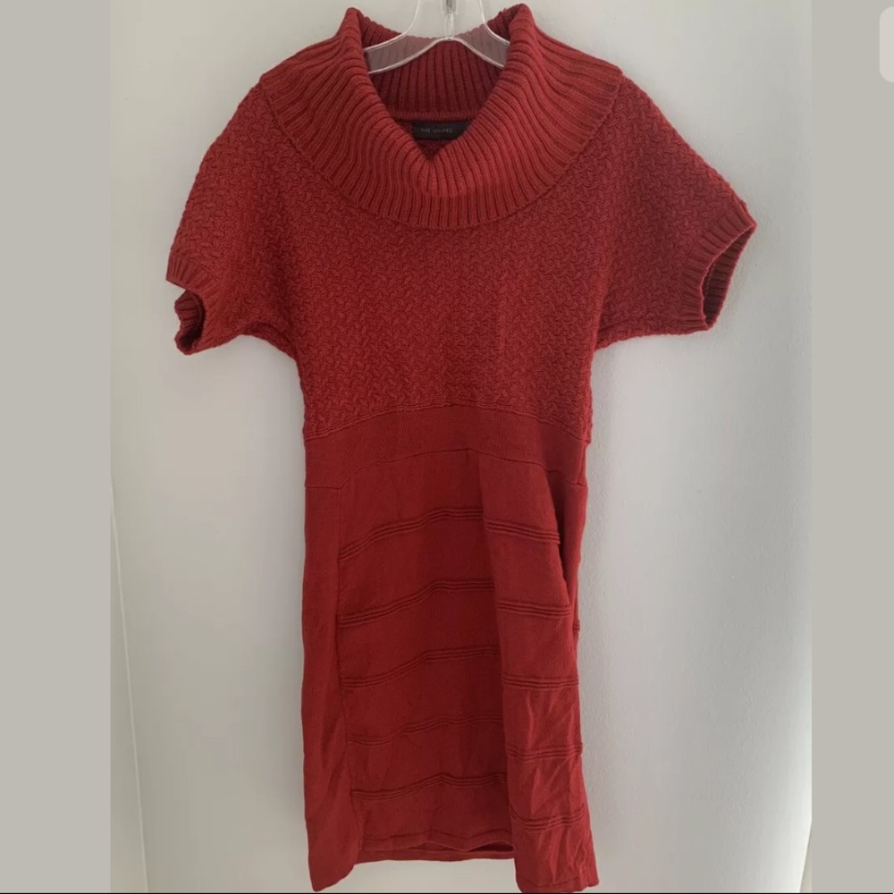 Limited Red Sweater Dress With Cowl Neck Size S